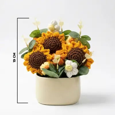 Crochet Sunflower Bouquet Pot 🌻