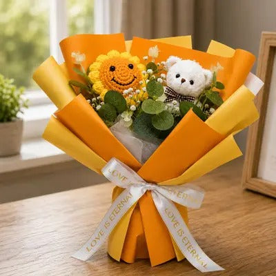 Crochet Sunflower Teddy Bouquet 🧸🌻