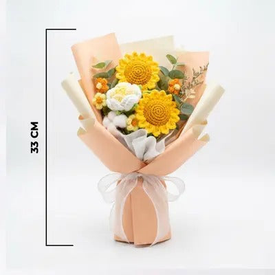 Sunflower Rose Crochet Bouquet 🌻🤍