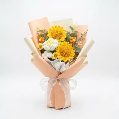 Sunflower Rose Crochet Bouquet 🌻🤍