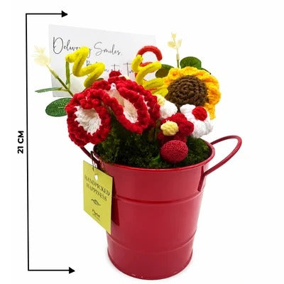 Crochet Floral Bucket Arrangement 🌻❤️