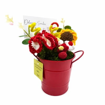 Crochet Floral Bucket Arrangement 🌻❤️