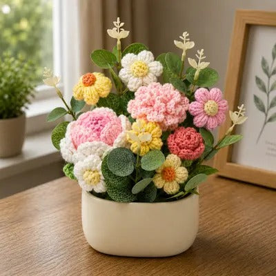 Pastel Crochet Flower Pot 🌸